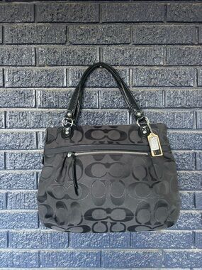 VTG Y2K Coach Poppy signature C glam tote purse bag black monogram